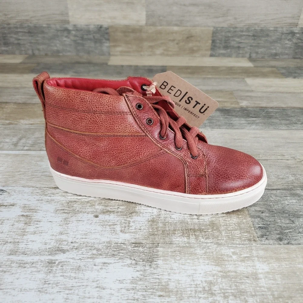 Bed Stu Rossela Womens Ankle Boots Sz 6 Adobe Lux Leather Lace Up Round Toe